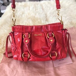 Miu Miu Vitello Lux Hot Pink Leather Bag